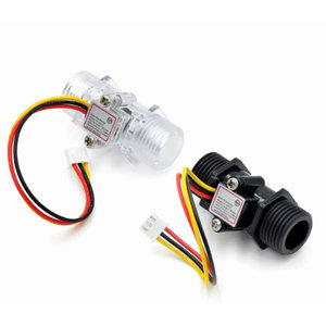 Yf 201c Liquid <b>Flow</b> Sensor 4 In <b>Water</b> <b>Flow</b> <b>Meter</b> For Arduino Project With 3 Wire Connector And Clear Black Body - Product Image 1