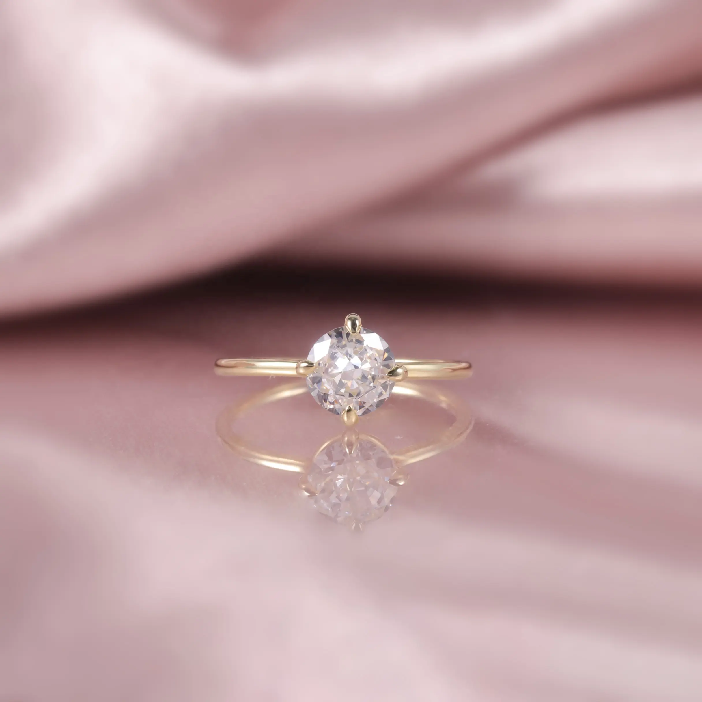 OL1480 mematuhi produsen potongan bulat D VVS Moissanite berlian 10K 14K 18K cincin emas untuk wanita pertunangan