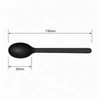 Cuillère noire multi-usage 130 mm, couverts en plastique jetables, bol ovale robuste, vente en gros pour plats à emporter, pique-niques et fêtes