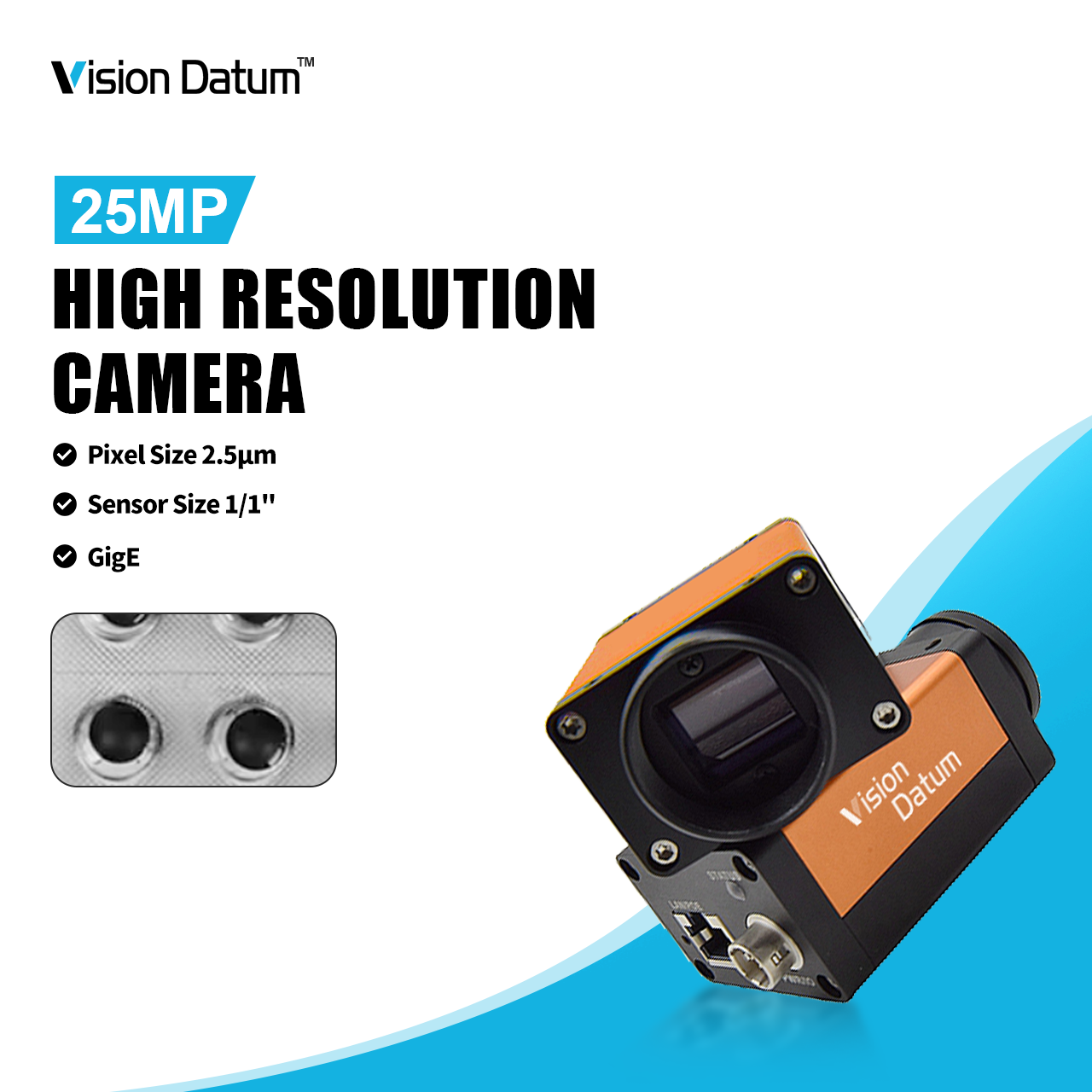 25MP Fps GigE Monochrome CMOS Camera for Factory Inspection