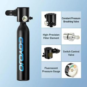 Tanque de Buceo GOYOJO de 0.5L, Cilindro de Oxígeno Portátil con Gafas de Buceo para Respiración Subacuática de 5 a 10 Minutos, Color Negro - Product Image 4