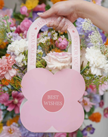 Panier à fleurs rond pliant en gros sac à main en papier recyclé pour arrangements floraux élégants sac cadeau en papier de qualité supérieure