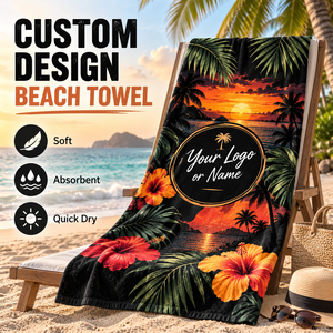 Toallas de Playa de Diseño Personalizado, Secado Rápido, Impresión Personalizada, Toallas de Playa de Microfibra Antiarena para Camping y Piscina - Product Image 3