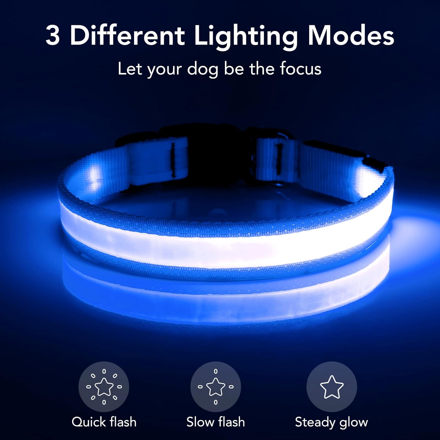 In the Trend TY-20250227-27 LED Glowing Dog Collar - Waterproof Reflective Pet Safety Collars