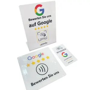 Top Sale URL Programmable Google Reviews Card Stand RFID NFC N tag213/215/216/424 dna Google Review Card Plate Sticker NFC Stand
