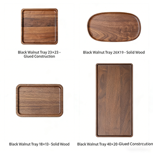 Pasokan Langsung Pabrik, Bersertifikat FSC, Nampan Buah Persegi Panjang untuk Rumah, Piring Sajian, Gaya Mewah, Nampan Kayu Walnut Hitam - Product Image 1