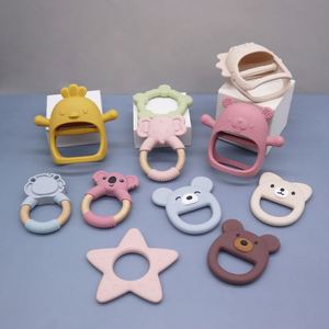 2023 nouvelle usine Melikey gros gant main étoile Animal bois anneau anneau de dentition bébé jouets de dentition Silicone - Product Image 1