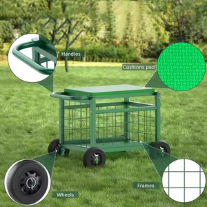 Chaise de jardin roulante et chariot de travail robuste de nouveau type avec roues améliorées - Siège adapté aux personnes âgées - Product Image 3