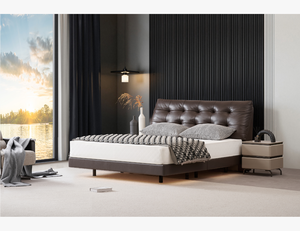Double Layer Eco-Leather Smart Bed Frame Reclining Convertible <b>Mattress</b> Comfort Pocket Spring Midcentury Modern Bedroom - Product Image 1