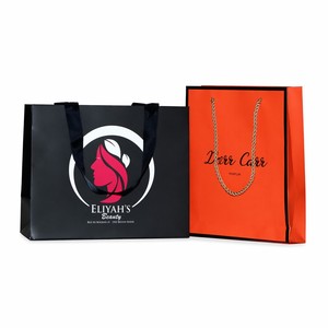 Sacs de shopping roses de luxe, petits, recyclables, avec nœud, pour cadeaux de remerciement - Product Image 5