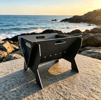 Brasero de camping portable et pliable en acier inoxydable, foyer à bois détachable avec grille de barbecue pour camping-car et fêtes en plein air