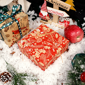 Wholesale 80g <b>Christmas</b> Brown Kraft <b>Paper</b> Tissue 43*300cm Gift <b>Luxury</b> Custom Packaging <b>Wrapping</b> <b>Paper</b> Roll - Product Image 6