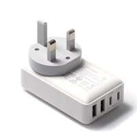 Chargeur mural HNT Factory 40W Slim GaN 2C2A, adaptateur de charge rapide PD3.0, prise détachable UK EU AU pour iPhone, smartphone Android