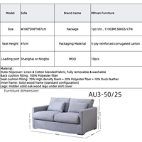 Abnehmbarer Bezug Leinen Baumwolle 2-Sitzer Sofa Sessel 70% Schaumstoff-Füllung Tiefer Sitz Akzent-Armlehnstuhl Modern Apartment Villa Wohnzimmer