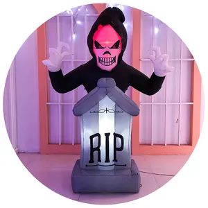6FT Ghost Tombstone UL 12V DC 1L Super light 4 Stakes Inflatable Halloween Decoration Led Light for Up Ghost