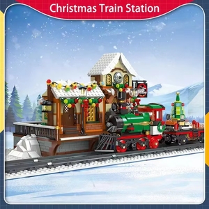 Jie Star 89142 Stazione Ferroviaria del Villaggio Natalizio con Luci, Modello in Mattoncini da Assemblare Fai-da-Te, Set di Costruzioni per Bambini - Product Image 2