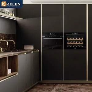 Kelen 2022 gri parlak L şekilli Modern mutfak dolabı seti modüler fiyat Modern kapalı mutfak dolapları fiyat