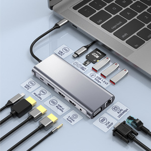 Высококачественная док-станция 13-в-1 Type-C с Usb3.0 + hdmi + dp + pd + vga + rj45 + sd/tf и Usb-концентратор док-станция для ноутбука - Product Image 6