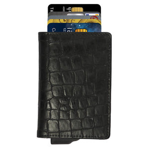 Portefeuille CardHoda P04016-BON en nylon doublé, texture crocodile, ouverture automatique, éjection fine, blocage RFID, antivol, unisexe, grand format - Product Image 3