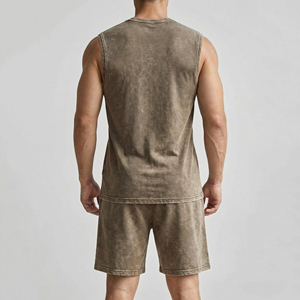 ZALFAN FITNESS Acid Washed Custom Logo Sleeveless Crew Neck <b>Loose</b> Fit <b>Tank</b> <b>Top</b> Polyester/Cotton Eco-Friendly Casual High Quality - Product Image 2