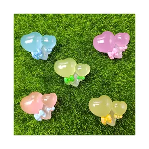 Glow in Dark Jewelry Beads Resin Valentine's Day Balloon Heart Charms Luminous Flat Back Cabochons DIY Accessories