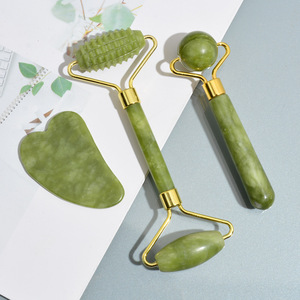 Rullo Gua Sha in Giada Naturale <span class=keywords><strong>per</strong></span> Viso e Corpo, Strumento di Massaggio Sbiancante <span class=keywords><strong>per</strong></span> Uso Domestico con Spina USA - Product Image 3