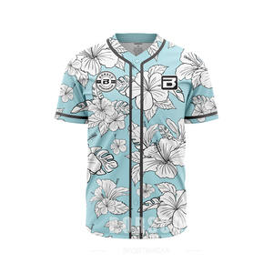 Chemise hawaïenne boutonnée à <span class=keywords><strong>la</strong></span> <span class=keywords><strong>mode</strong></span> personnalisée, maillot de baseball pour hommes, femmes et garçons, numéro de nom personnalisé, design cousu et respirant - Product Image 1