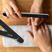 Lima de uñas profesional negra de doble cara con esponja de espuma, gran lima de papel de lija 100/180, herramienta de pulido para manicura