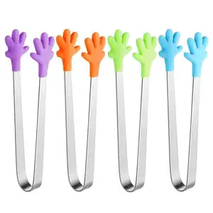 2023 Hot Selling 5 Inch Kleurrijke Handvorm Roestvrij Staal Portie Tang Voor Kid Keuken Gadget Bbq Tool