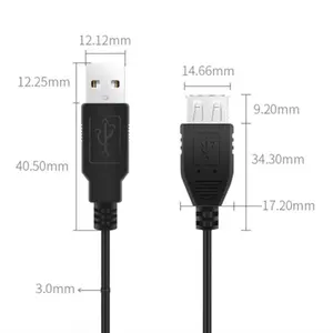 Focus สายเคเบิลเครื่องพิมพ์ USB สีดำความเร็วสูง2.0สายต่อสาย USB ตัวผู้เป็นตัวขยาย M F สายเคเบิลข้อมูลความเร็วสูง