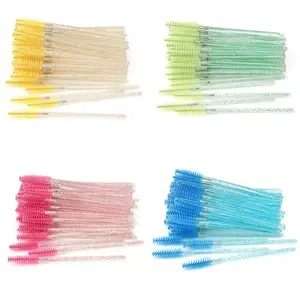 50Pcs Kleurrijke Mascara Wands Synthetisch Haar Roze/Blauw/Zwarte Kleur Wegwerp Wimperborstels Goedkope Prijs Groothandel