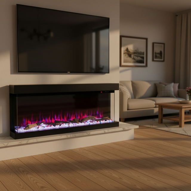 OEM ODM Factory Direct 60 Inch Built-in Metal Smart LED 13-Color Flame Energy-Saving Electric Fireplace Insert Heater Household