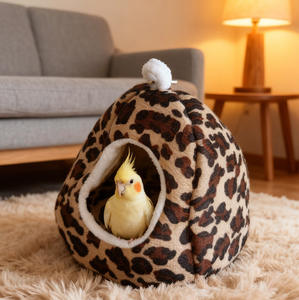 Nid chaud pour perroquet, maison en coton moelleux avec polaire épaisse - Cabane d'hiver pour se blottir et hamac pour cage, lit pour oiseaux, fournitures pour animaux <span class=keywords><strong>de</strong></span> compagnie - Product Image 5