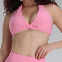 Top Deportivo Corto de Yoga para Mujer con Cuello en V y Diseño Cruzado en la Parte Delantera, Elástico en Cuatro Direcciones, Sujetador Deportivo Sexy para Gimnasio y Fitness