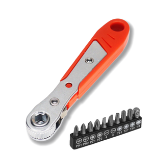 Juego de Destornilladores de Trinquete Mini con Llave Inglesa de Bolsillo de 90 Grados y Puntas para Espacios Reducidos y Reparaciones DIY - Product Image 1