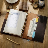 Carnet de notes A5 à anneaux rechargeable en cuir vintage, journal de voyage, agenda fait main, pages en papier kraft A6 A7 rétro