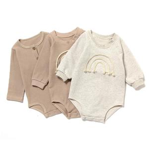 Ropa de Bebé de 0 a 3 Meses, Mameluco de Bebé Recién Nacido con Diseño de Waffle, Ropa de Punto para Niños con Mangas Largas y Diseño de Arcoíris - Product Image 1