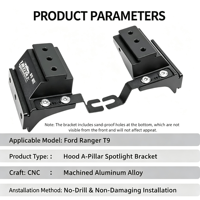 Support de fixation pour projecteur de capot en aluminium CNC de haute qualité pour Ford Ranger T8 T9, support de montage pour éclairage de travail LED, accessoires tout-terrain, 1 paire