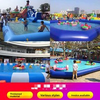 Piscine gonflable carrée géante en PVC à mailles filetées, idéale pour la pêche et les jeux d'enfants, directement de l'usine, 2x3m-5x5m