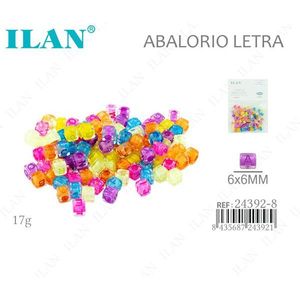 Cuentas de letras Ilan 6x6mm transparentes fluorescentes 17g surtido - Product Image 1