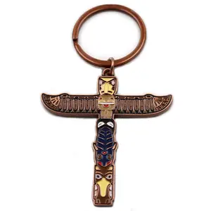 美国西雅图纪念品卡通雕刻十字形钥匙扣基督教宗教钥匙圈的促销礼物