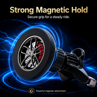 Support de téléphone magnétique pour grille d'aération de voiture en alliage d'aluminium stable avec étrier rouge, rotation à 360 degrés et hauteur réglable