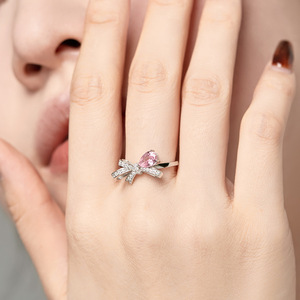 แหวนเพทายรูปหยดน้ำประดับโบว์ ของขวัญเครื่องประดับแฟชั่นสตรี - Product Image 3
