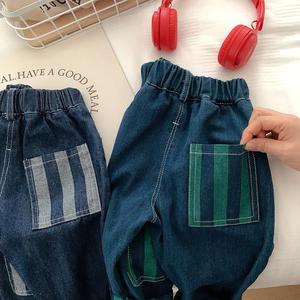 Pantalones <span class=keywords><strong>vaqueros</strong></span> de mezclilla de alta calidad <span class=keywords><strong>para</strong></span> bebé Unisex primavera nuevas mallas casuales <span class=keywords><strong>para</strong></span> niños diseño de rayas impresas ropa de bebé con estilo - Product Image 3