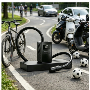 Nouvelle Pompe à Air Portable 2026 – <span class=keywords><strong>Compresseur</strong></span> de Gonflage de Pneus Sans Fil pour Motos, Vélos et Voitures avec Surveillance de la Pression des Pneus - Product Image 1