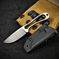 Mini couteau à lame fixe en acier 8cr13mov, squeletté, à manche plein, pour survie, chasse, camping, EDC, avec étui Kydex