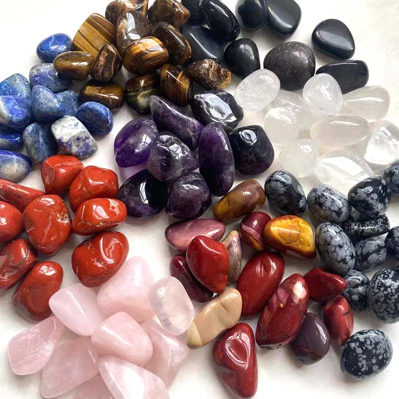Pedras de cristal naturais polidas à mão, cristais ametistas de quartzo rosa cura cascalho