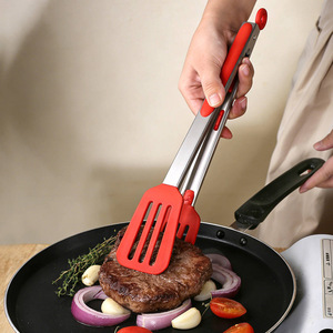 Pinzas de Silicona para Alimentos, Acero Inoxidable, 7, 9 y 12 Pulgadas, Pinzas para Pan y Buffet, para Uso en la Cocina - Product Image 1