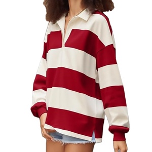 Maglietta Rugby Oversize a Righe Personalizzata per <span class=keywords><strong>Donna</strong></span>, Alta Qualità, Bicolore, Stile Vintage, <span class=keywords><strong>Manica</strong></span> <span class=keywords><strong>Lunga</strong></span> - Product Image 2