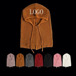 Bonnet cagoule tricoté rayé 100 % coton, chaud et doux, avec cordon de serrage, idéal pour le ski, la pêche et les activités sportives - Product Image 1